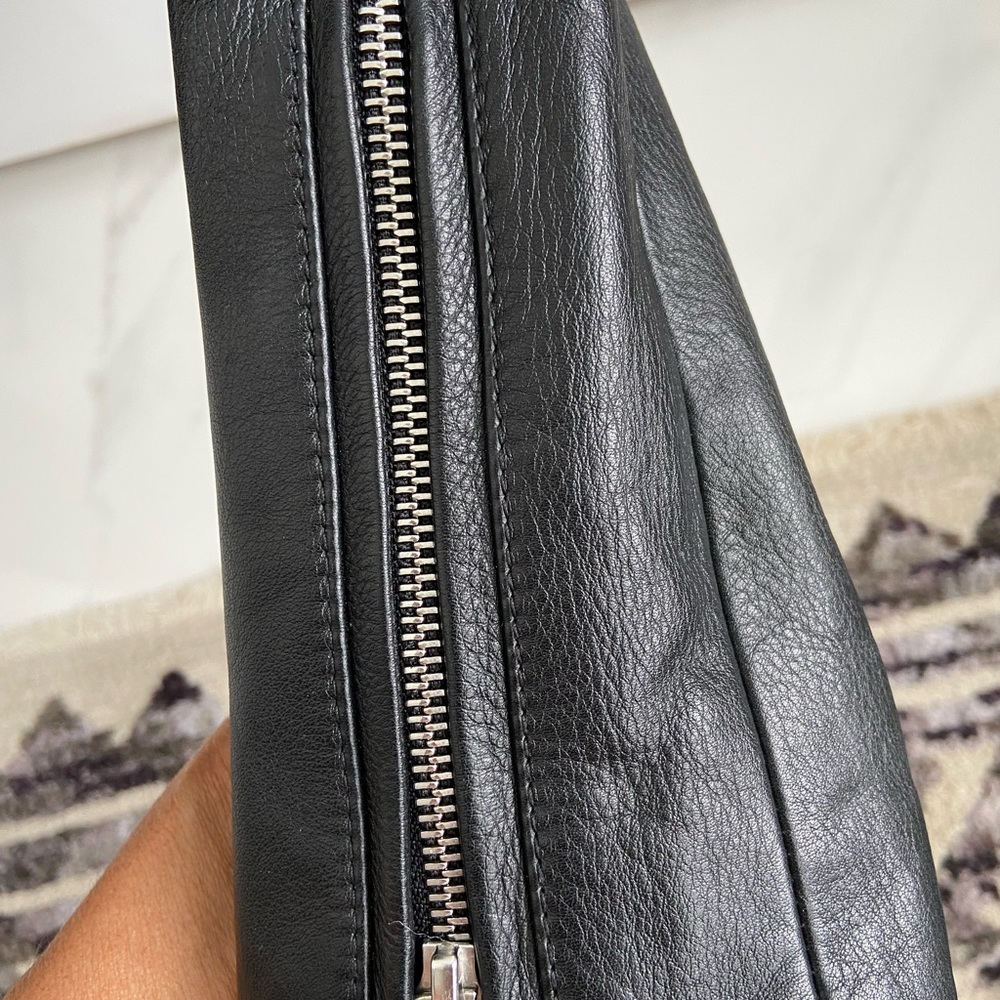 Theory Dalayan Womens Black Leather Moto Jacket - Picture 5 of 5